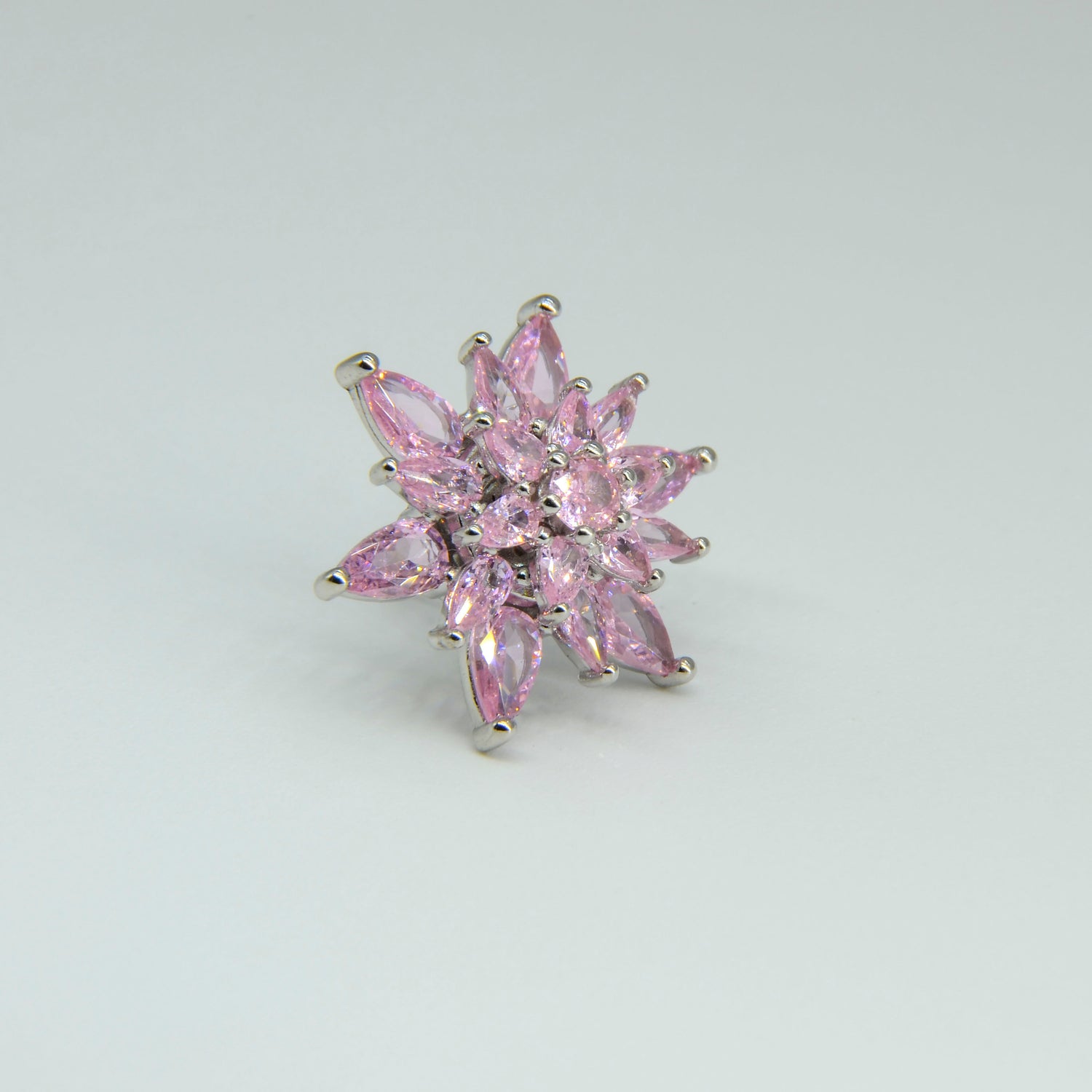 LOTHEA ROSE MINI | 925 Ayar Gümüş Pembe Taşlı Lotus Çiçek Formlu Küpe