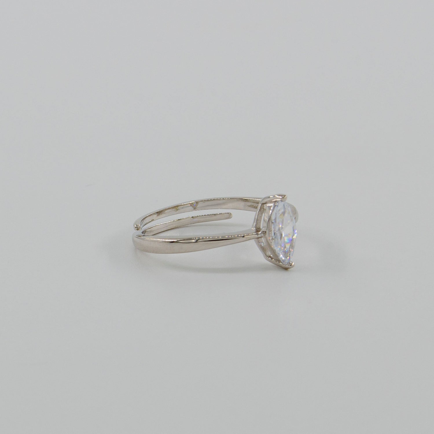 SHARD | 925 Ayar Gümüş Markiz Kesim Ayarlanabilir Tektaş Yüzük